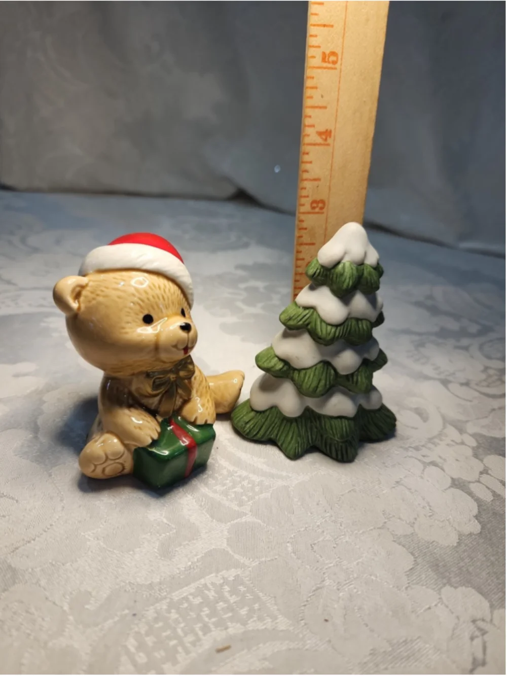 Vintage Homco Ceramic 5101 Christmas Tree & Teddy Bear (JAPAN)Set